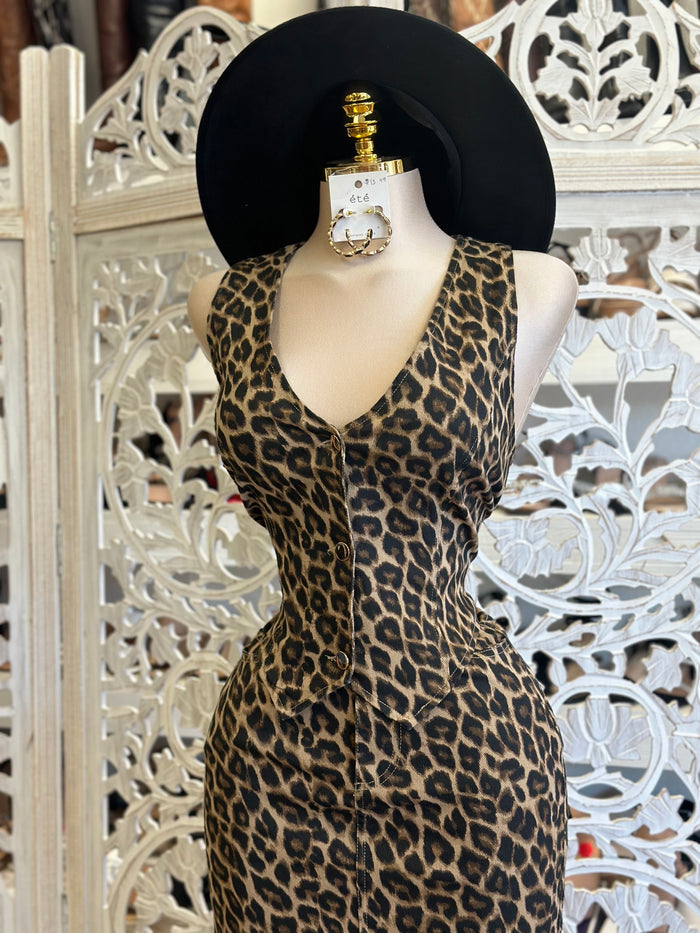 Imprinted Cheetah Vest Set- Stretchy, Estira