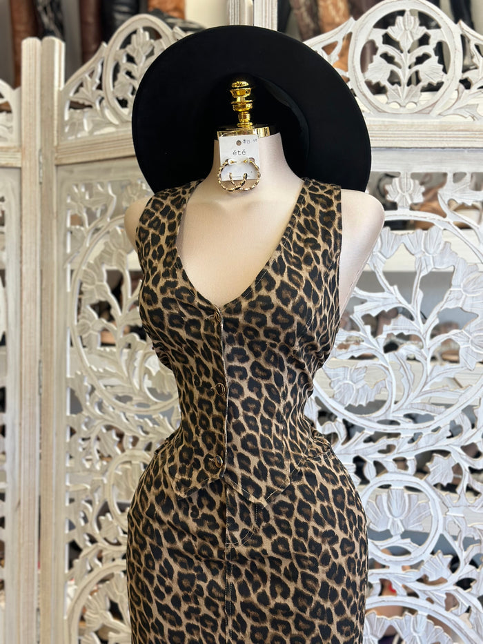 Imprinted Cheetah Vest Set- Stretchy, Estira