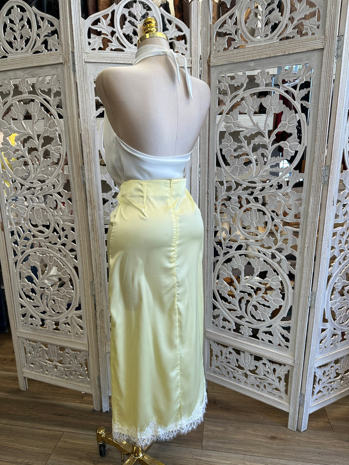 Ivory Satin Backless Blouse