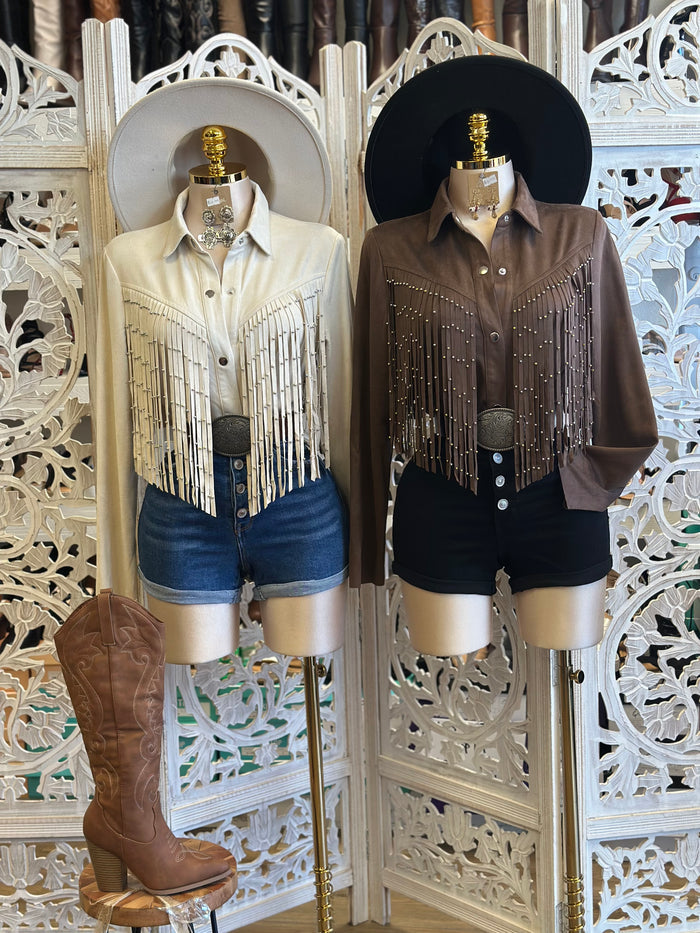 Jean Button Up  Shorts - Stretchy, Estira