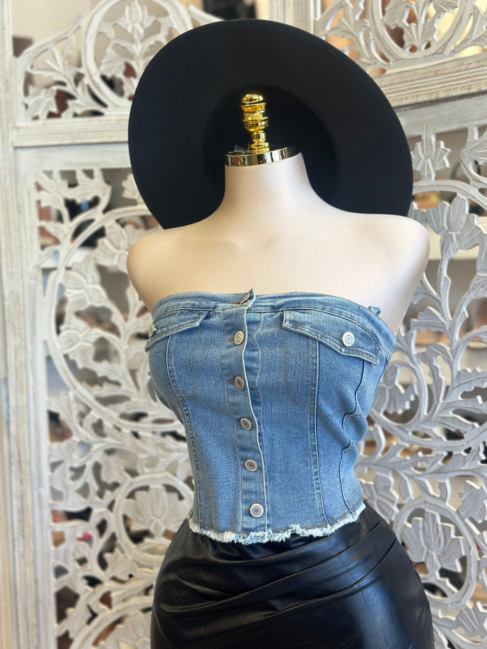 Jean Double Pocket Button Top- Stretchy, Estira
