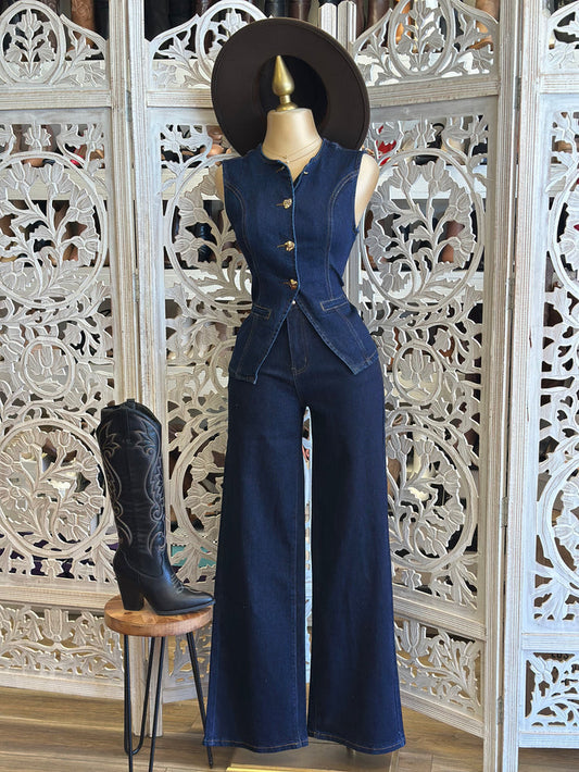Jean Gold Button Set- Estira Poco , Slightly Stretchy