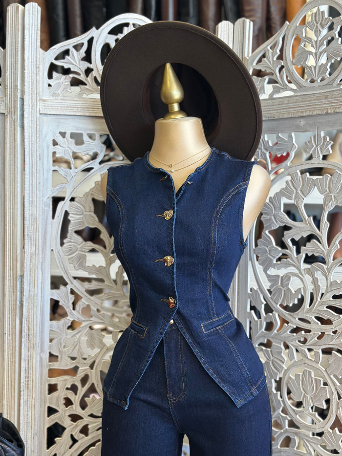 Jean Gold Button Set- Estira Poco , Slightly Stretchy