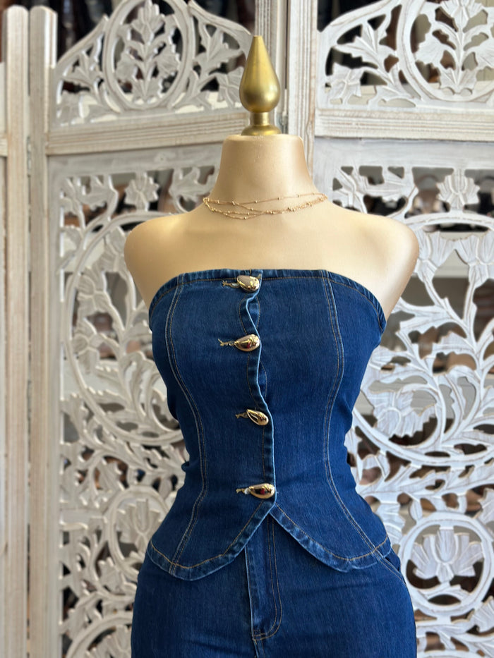 Jean Gold Button Set- Estira,Stretchy