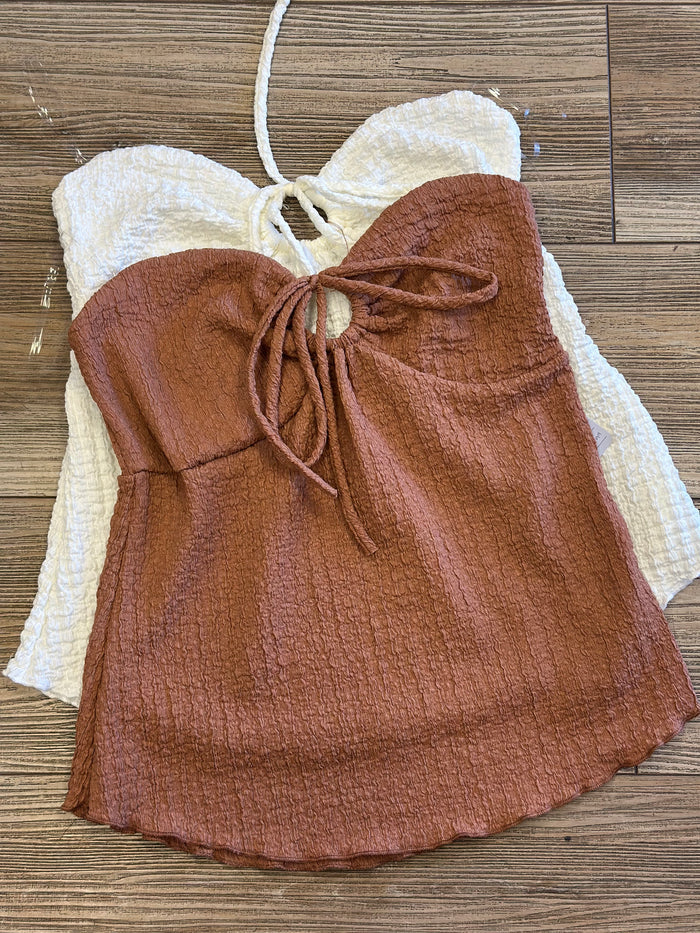 Keyhole Tie Back Top - Estira, Stretchy