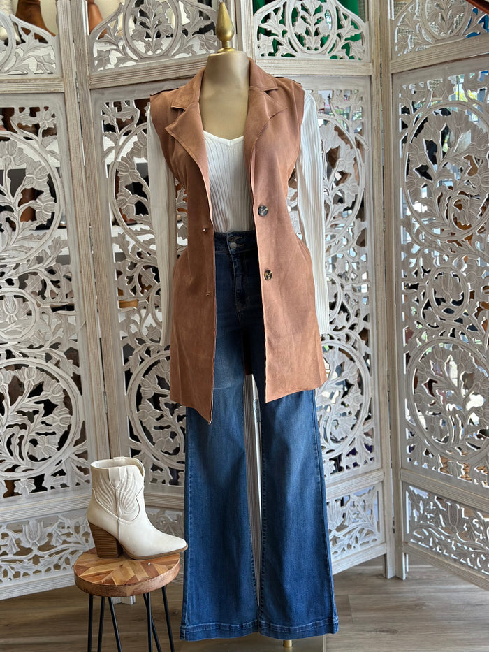 Khaki Suede Long Vest
