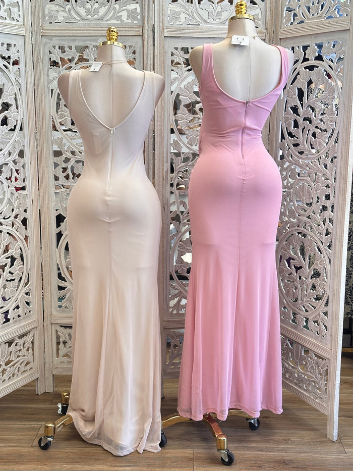Knotted Scoop Back Maci Dress- Stretchy, Estira