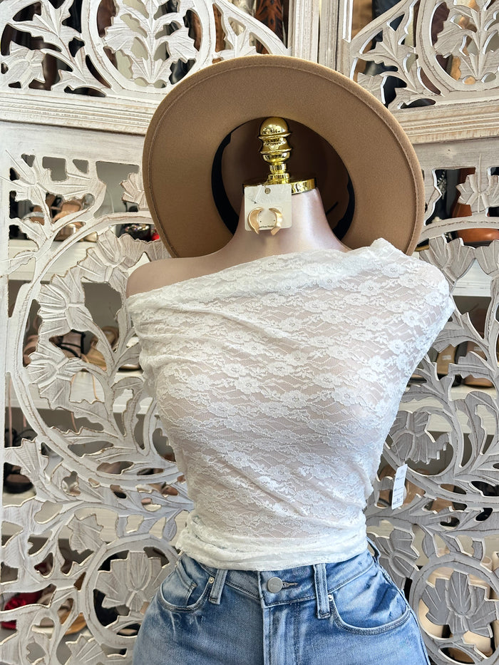 Lace Asymmetrical Top - Estira, Stretchy