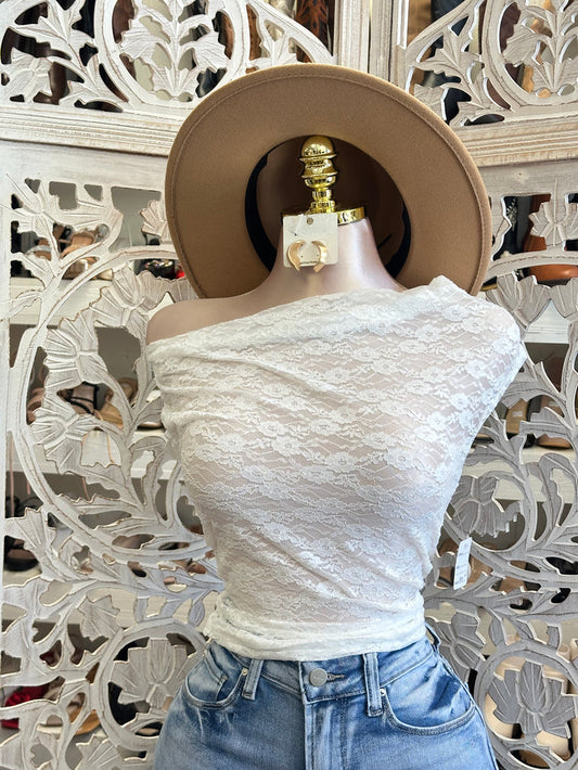 Lace Asymmetrical Top - Estira, Stretchy