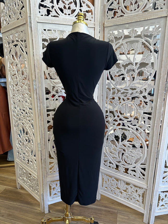 Lace Cutout Boatneck Dress - Estira, Stretchy