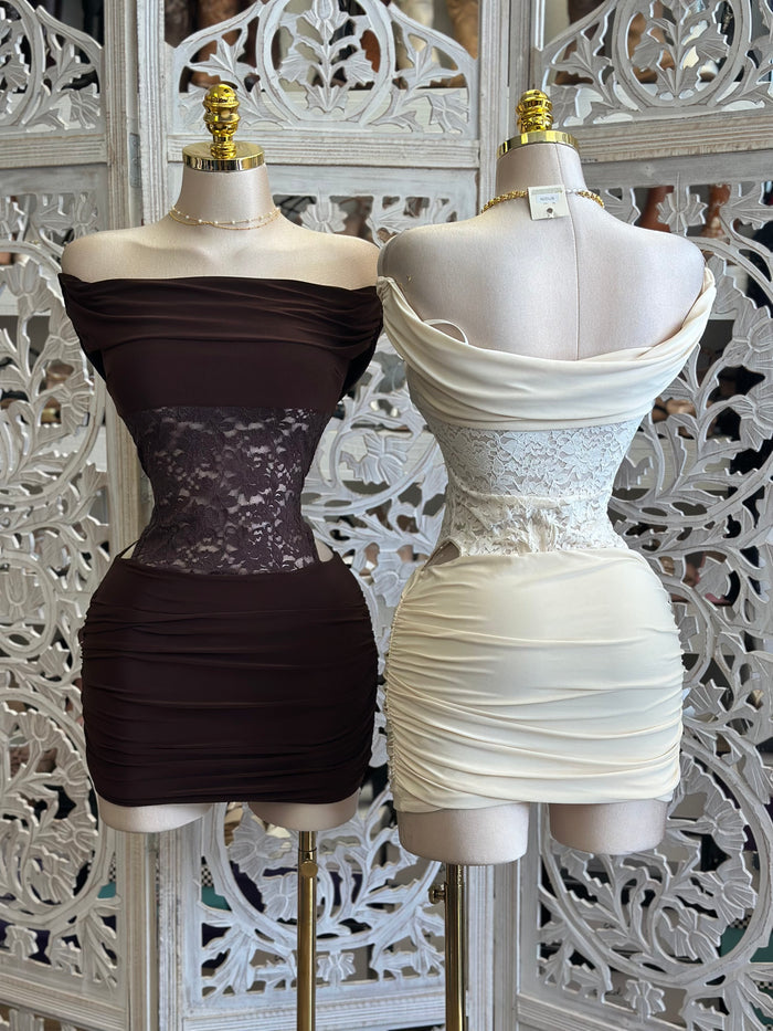 Lace Cutout  Mini Dress- Stretchy, Estira