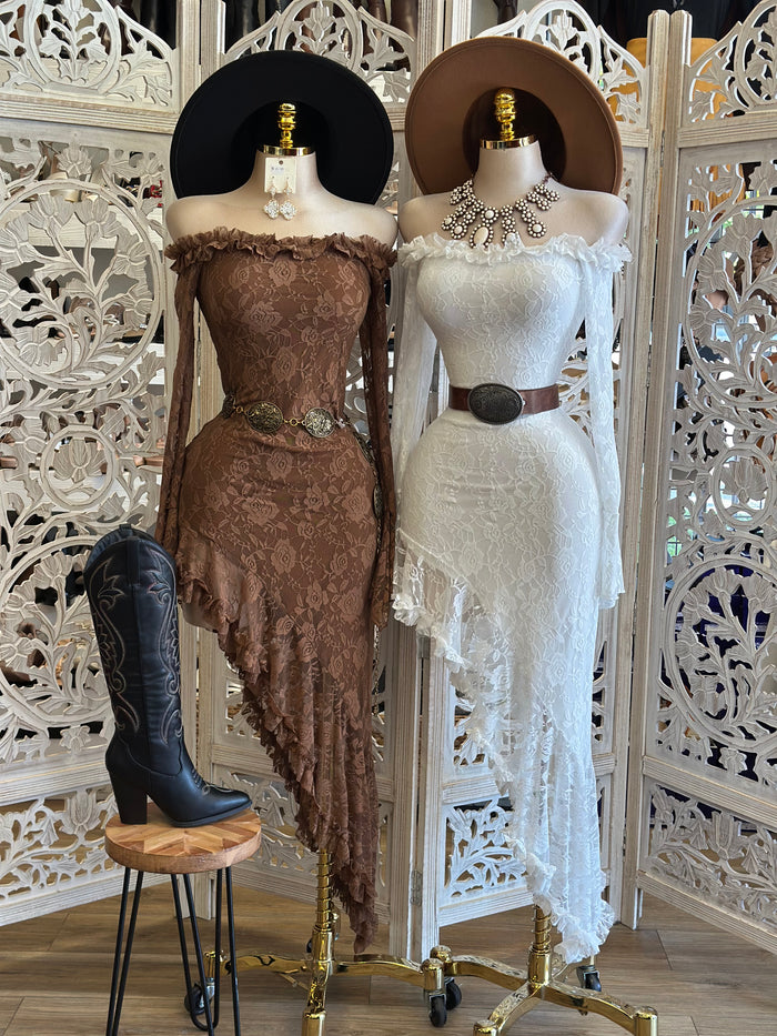Lace High Low Midi Dress-Estira , Stretchy