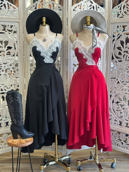 Lace Lined Midi Dress- Slightly Stretchy, Estira Poco