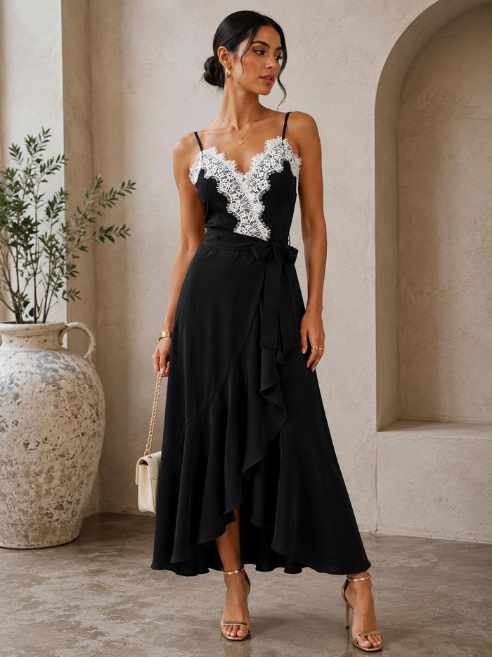 Lace Lined Midi Dress- Slightly Stretchy, Estira Poco