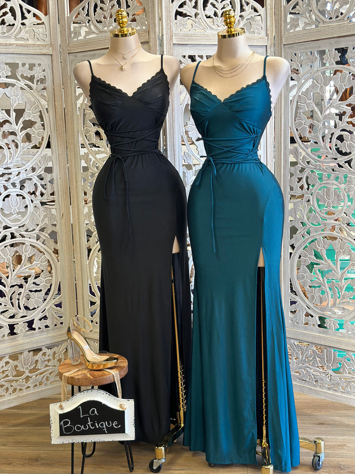 Lace Lined Tie Up Gown- Stretchy,Estira