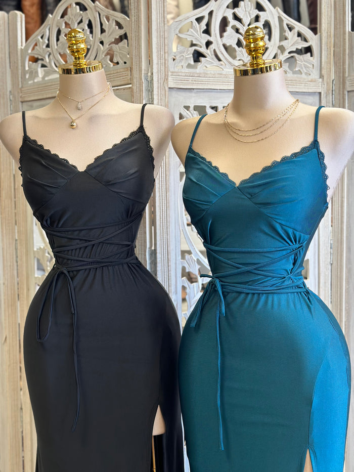 Lace Lined Tie Up Gown- Stretchy,Estira