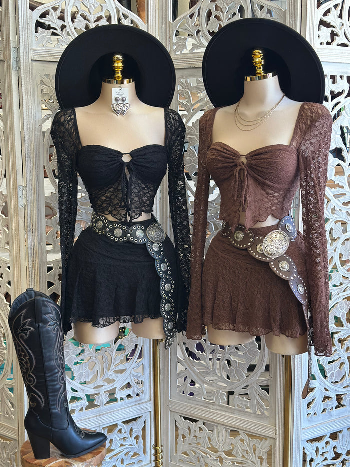 Lace Mini Skirt Set- Stretchy,Estira