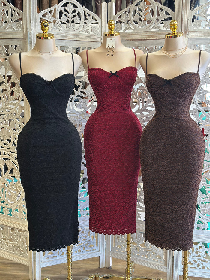 Lace Ribbon Cami Dress- Slightly Stretchy,Estira Poco