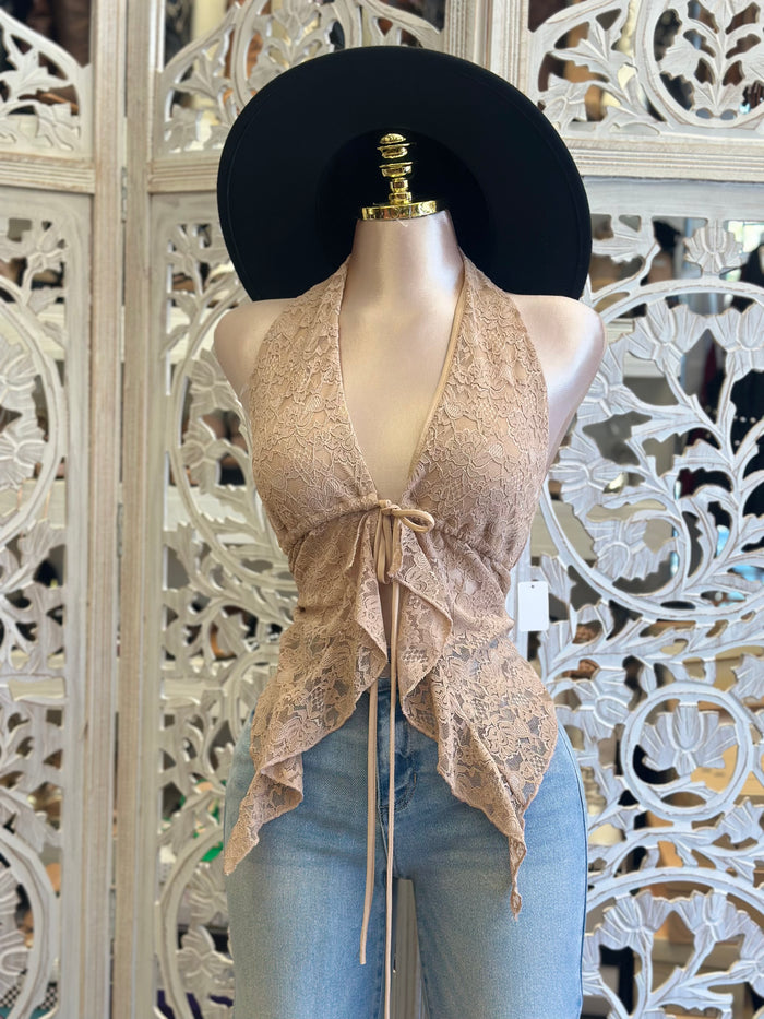 Lace Split Lace Top