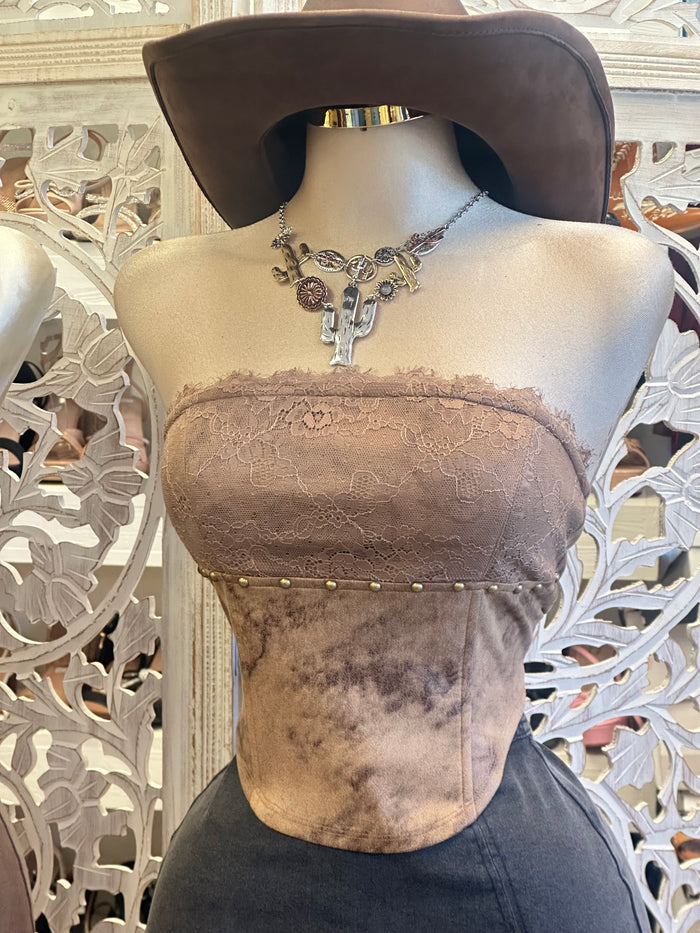 Lace Strapless Studded Top - Estira, Stretchy