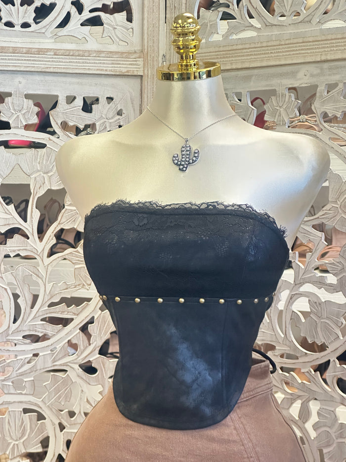 Lace Strapless Studded Top - Estira, Stretchy