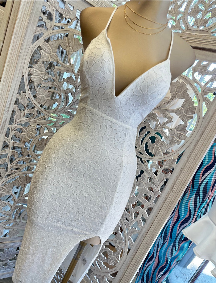 Lace White Crossback Dress