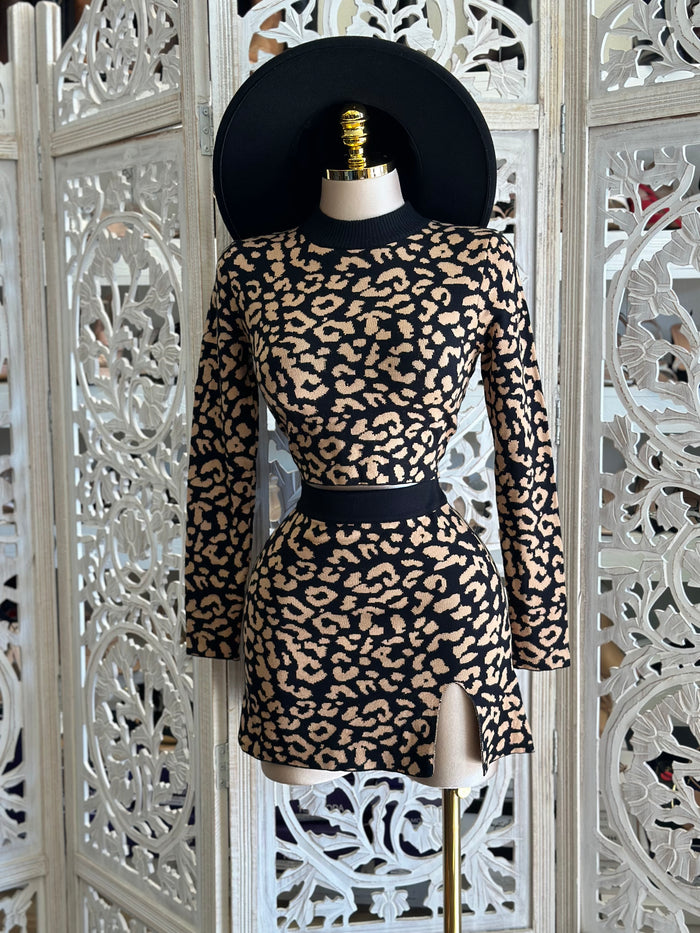 Leopard Print Sweater Set - Stretchy, Estira