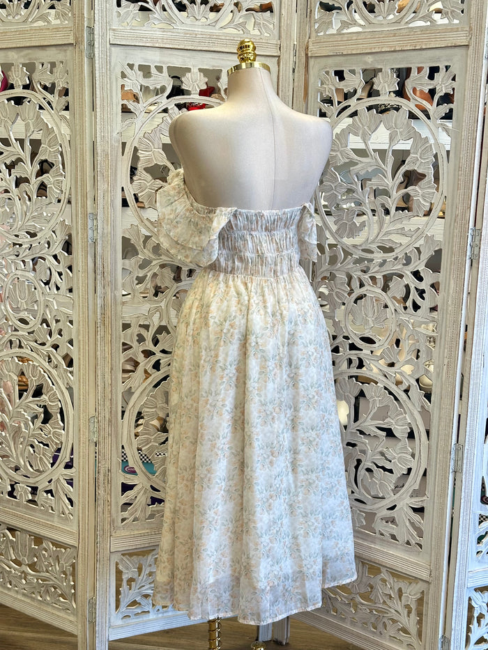 Light Floral Midi Dress- Estira, Stretchy