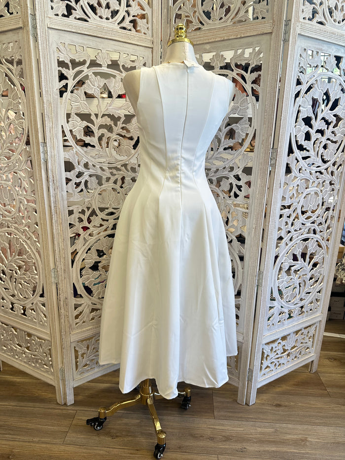 Lined Fit and Flare Dress- No Estira, Not Stretchy