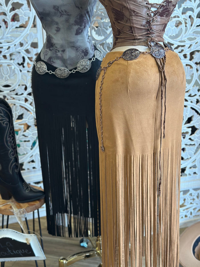 Long Fringe Skirt-Estira, Stretchy