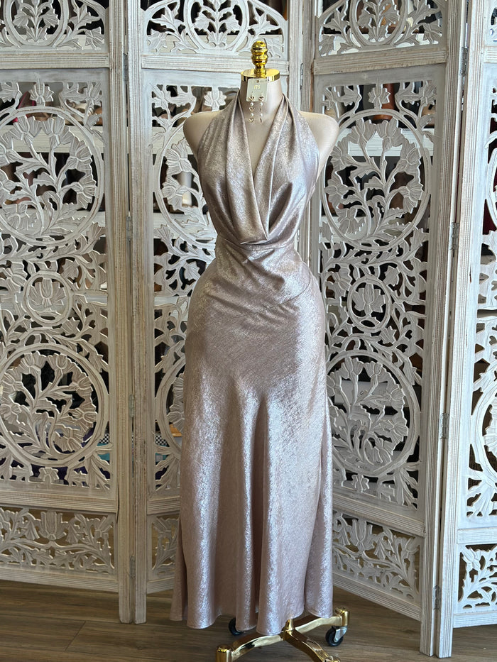 Low Cut Draped Evening Dress-Estira, Stretchy