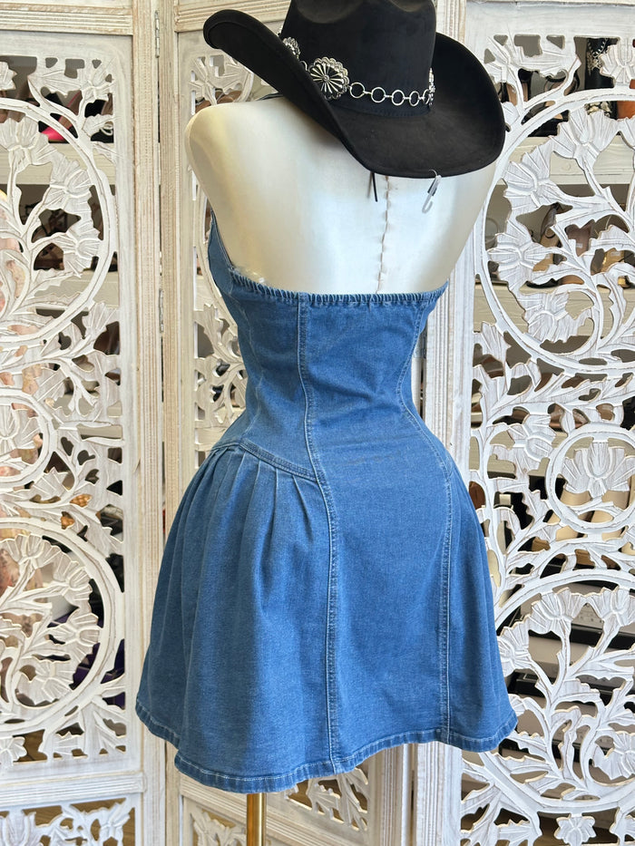 Medium Gold Button Up Mini Dress-Slightly Stretchy, Estira Poco