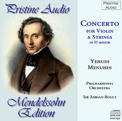 MENUHIN Mendelssohn: Concerto in D minor for Violin and Strings (1953) - PASC052 - CD