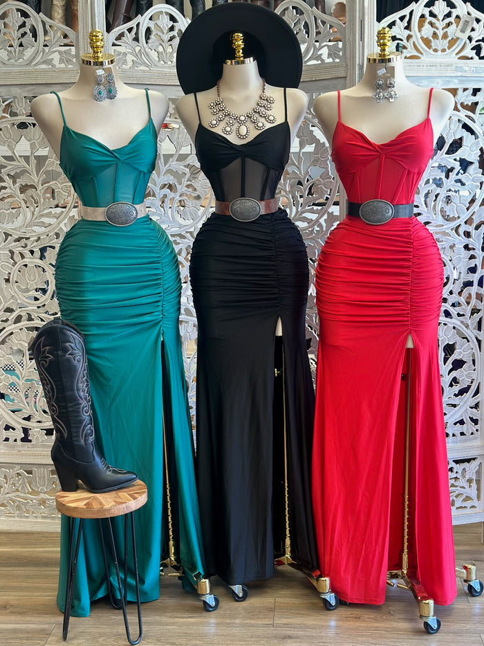 Mermaid Mesh Corset Maxi Dress - Estira, Stretchy