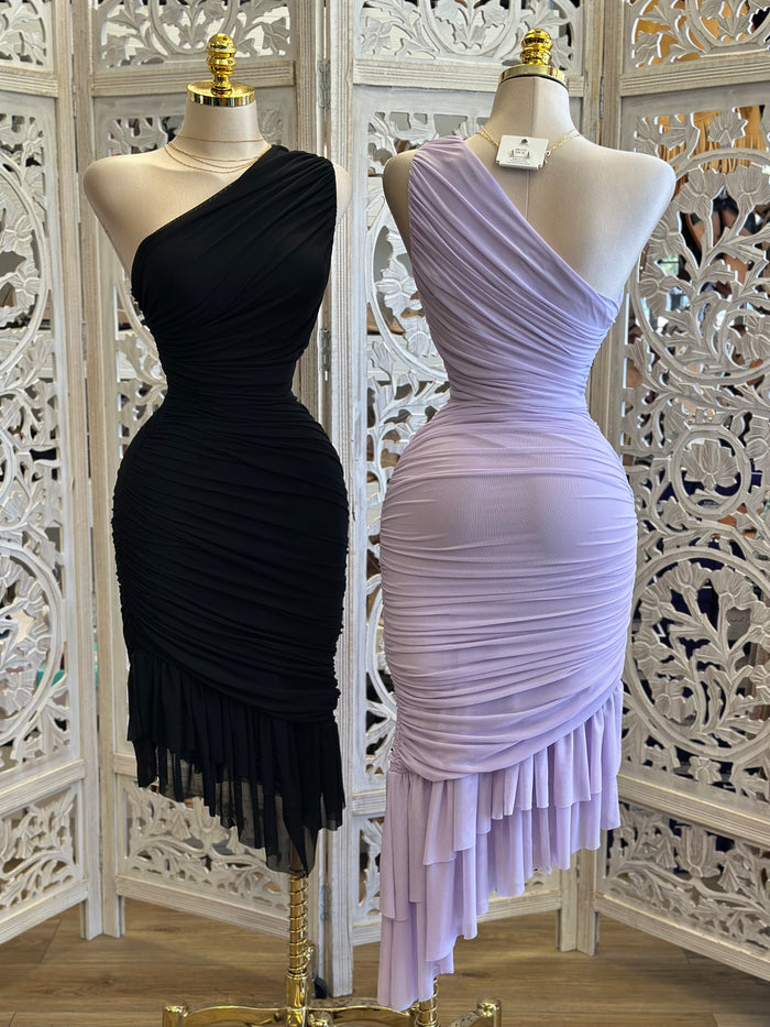 Mermaid Wrapped Ruffle Dress - Estira, Stretchy
