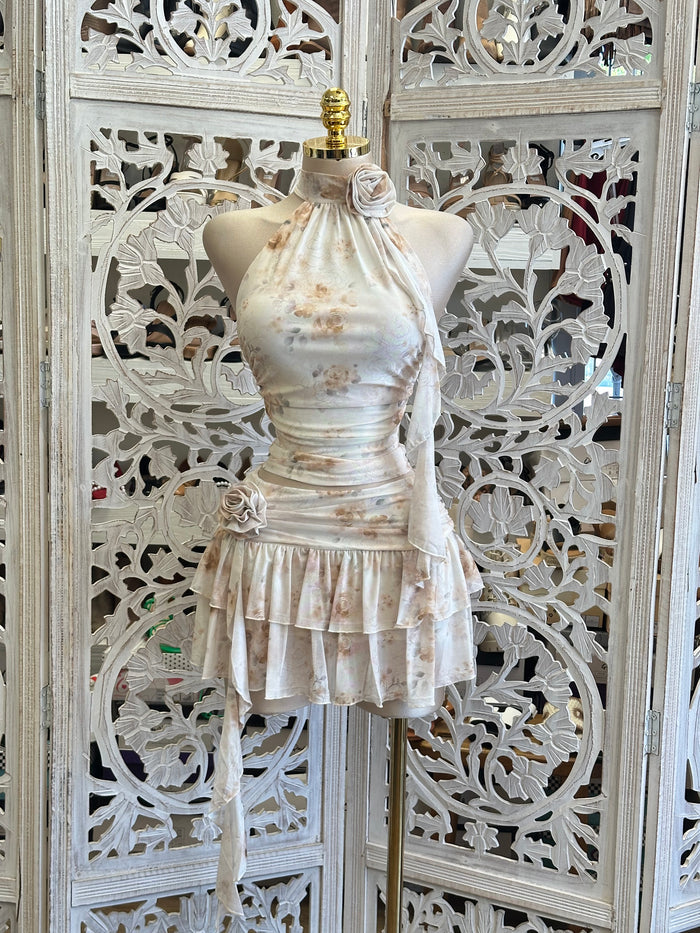 Mesh Floral Neutral Floral Set- Stretchy, Estira