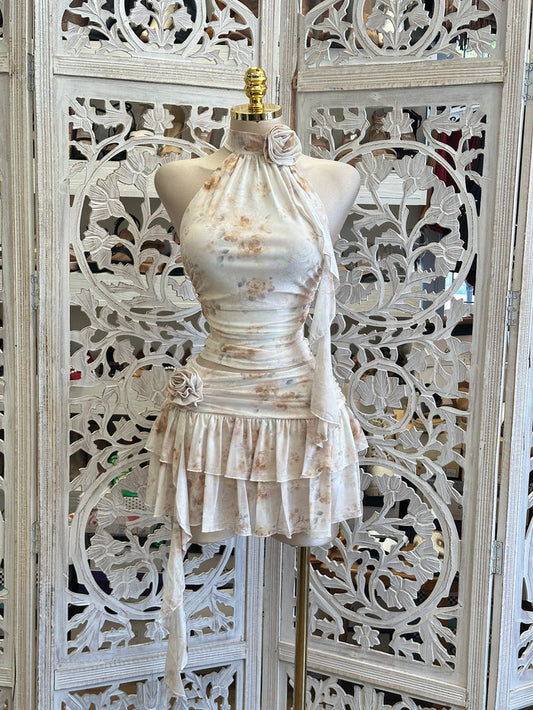 Mesh Floral Neutral Floral Set- Stretchy, Estira