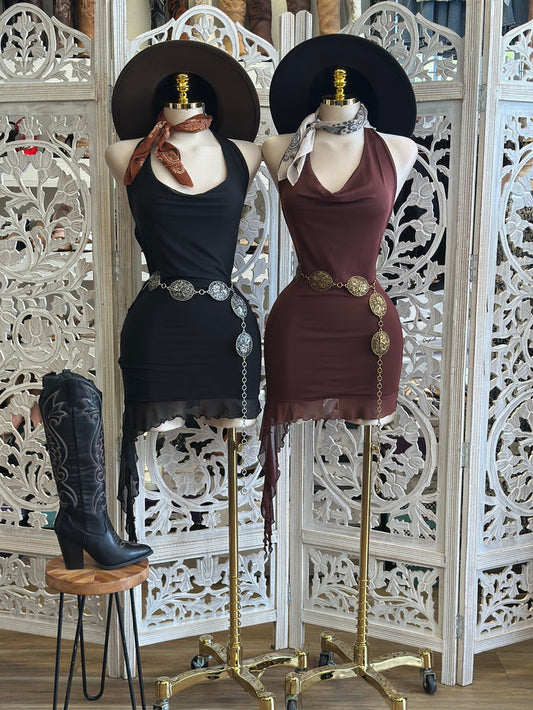 Mesh Open Back Mini Dress- Stretchy, Estira