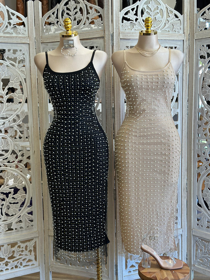 Mesh Pearl Cami  Dress - Estira, Stretchy