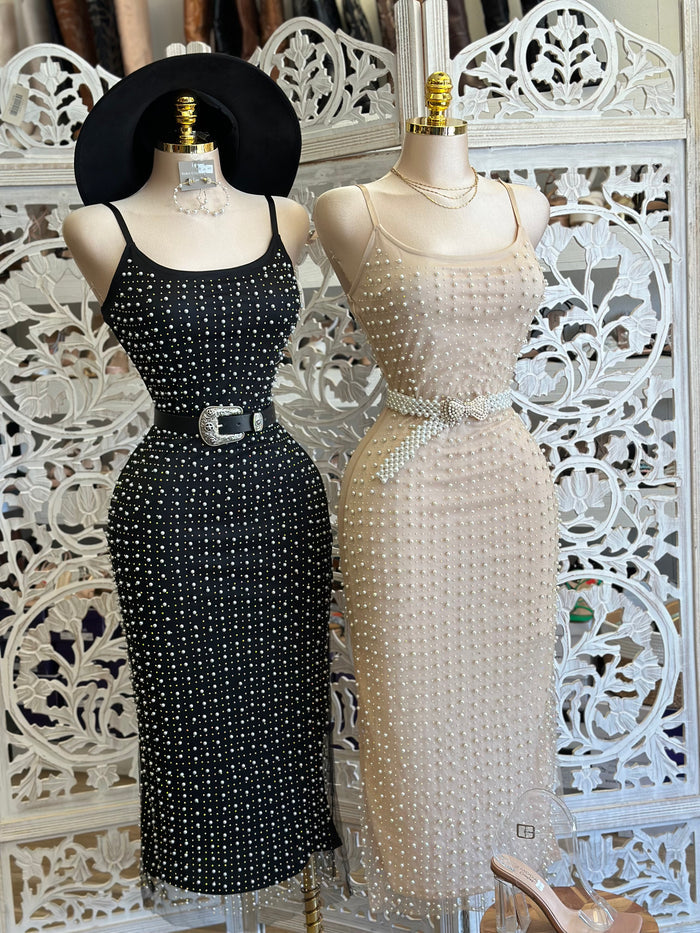 Mesh Pearl Cami  Dress - Estira, Stretchy