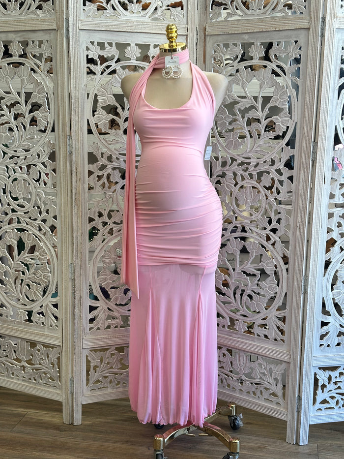 Mesh Scooped Maxi Dress- Stretchy, Estira