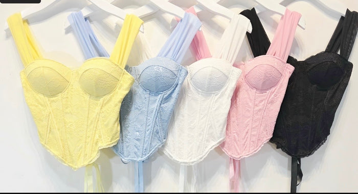 Mesh Sleeve Corset Blouse