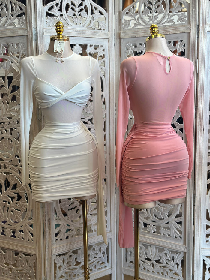 Mesh Tailed Mini Dress- Stretchy,Estira
