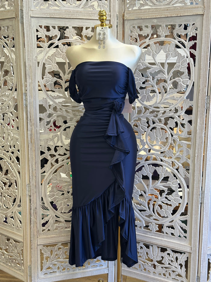Midnight Blue Cocktail Dress- Estira, Stretchy