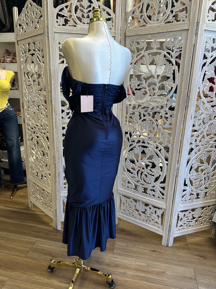 Midnight Blue Cocktail Dress- Estira, Stretchy