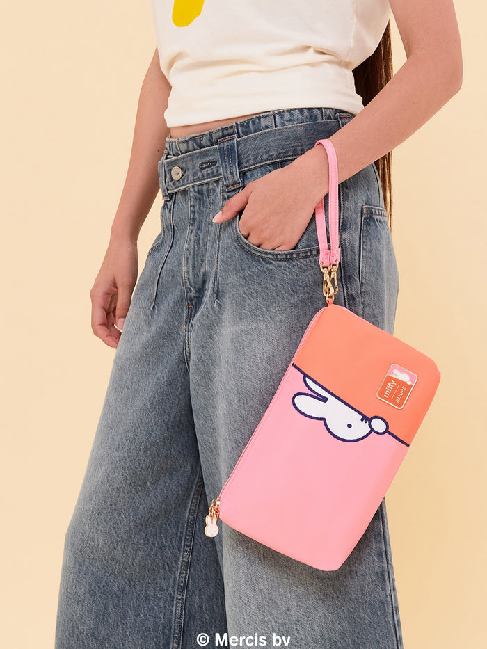 Miffy Flower Fields Be Quick Clutch - Pink & Orange