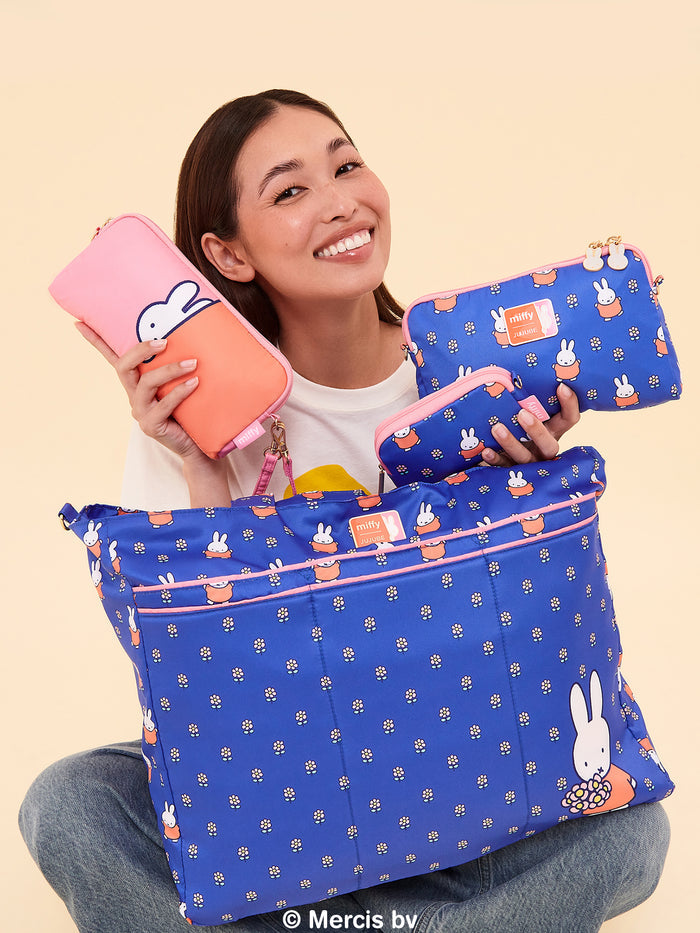 Miffy Flower Fields Be Set 3-Piece Pouch Set - Blue & Orange