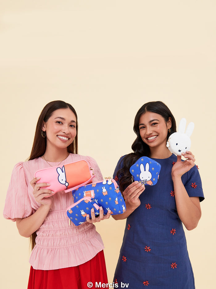 Miffy Flower Fields Be Set 3-Piece Pouch Set - Blue & Orange