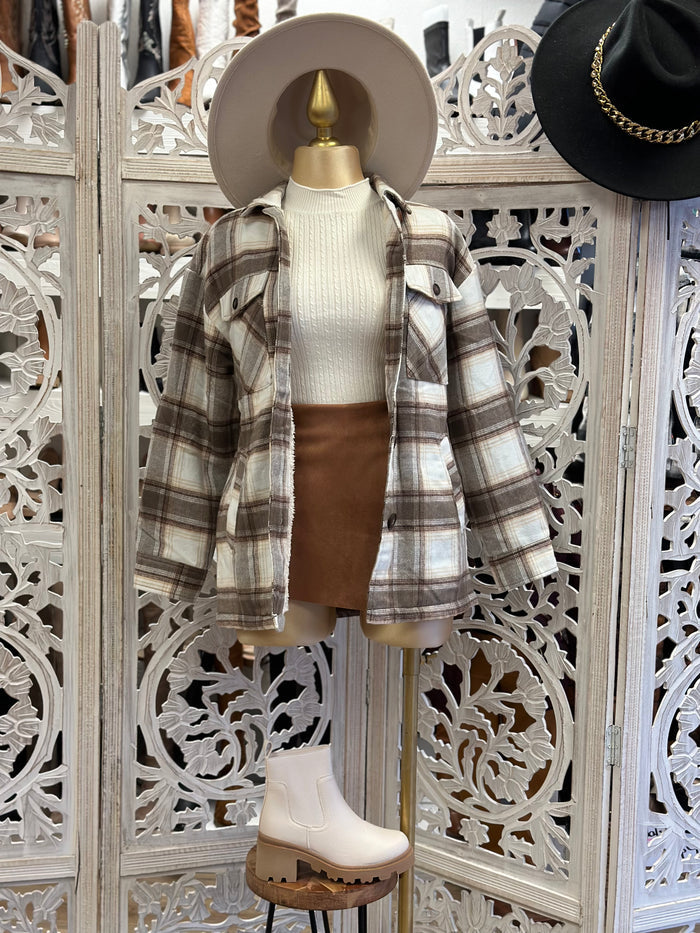 Mocha Flannel Fleece Lined Jacket