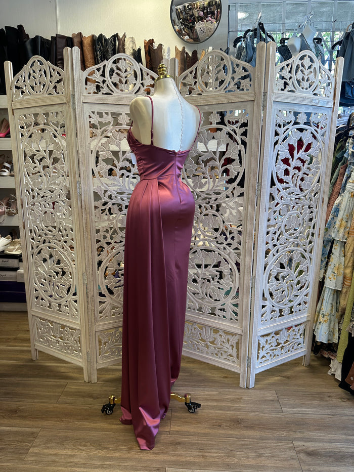 Mulberry Satin Corset Dress- Slightly Stretchy, Estira Poco